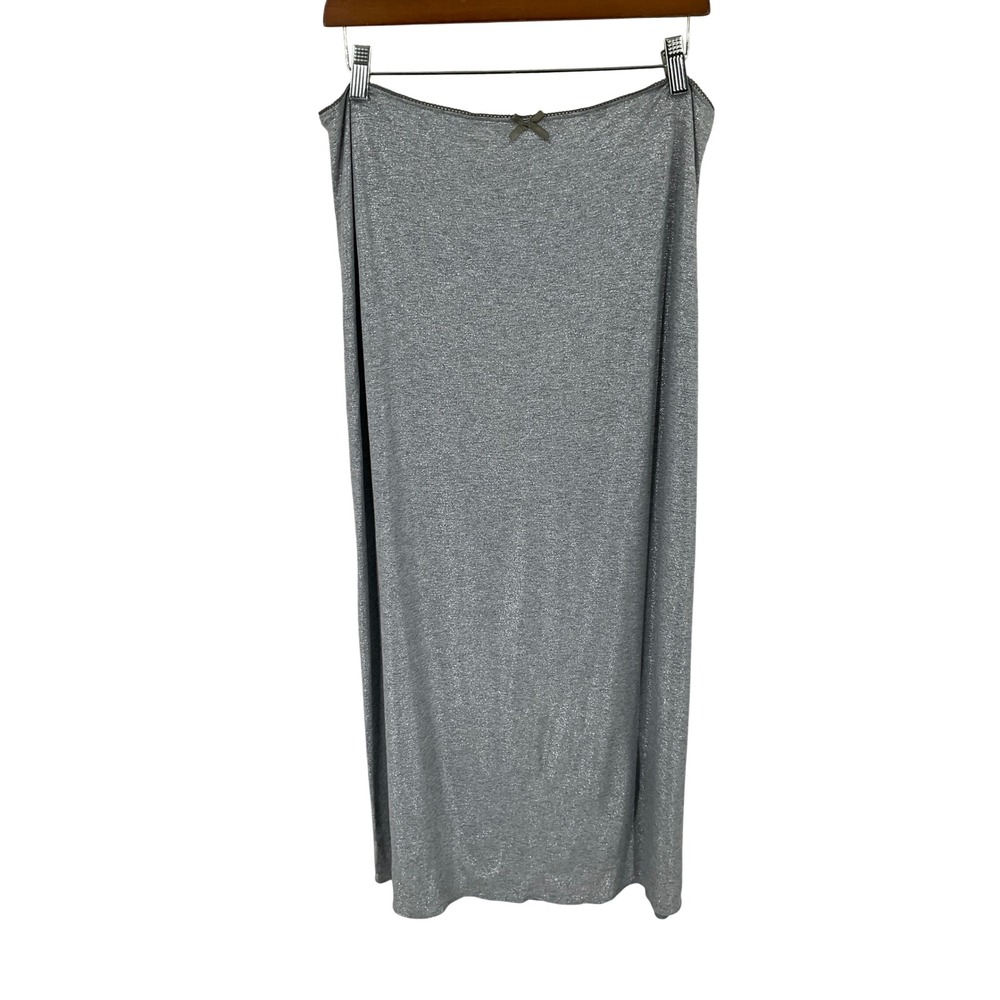 Aerie Maxi Skirt Womens L Silver Bow Lace Trim Y2K Boho Balletcore Coquette